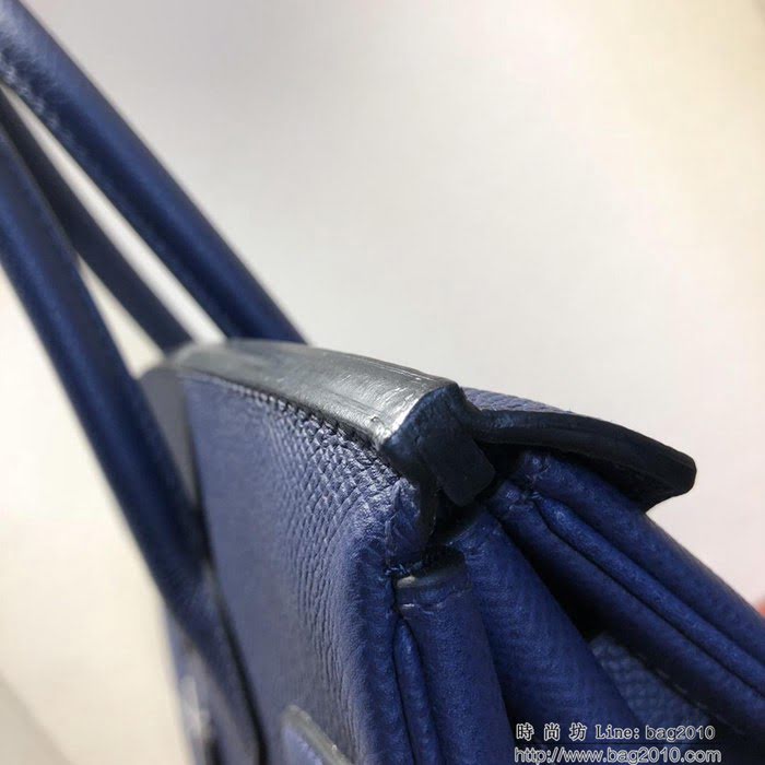 HERMES愛馬仕 鉑金包 Birkin 30cm Epsom 73 Blue Saphir 寶石藍 金扣 頂級工藝 純手縫蠟線 時尚手提包  Ama1206